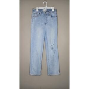 Altar'd State Jeans Womens 26 Light Faded Wash Distressed Tapered Fit Blue Denim